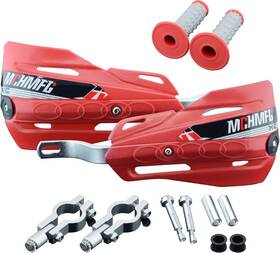 Fewguards001-r Fewfuss Dirt Bike Hand Guards With Grips - Universal Motorcycle Handguards For Red