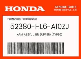 52380-hl6-a10zj Honda Genuine Arm Assy. L. Rr. Upper Type6 -
