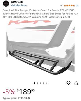 Amber000035210901 Litmiracle Heavy Duty Side Steps Nerf Bars For Polaris Rzr Xp 1000 2024-2025 -2 Door/seat