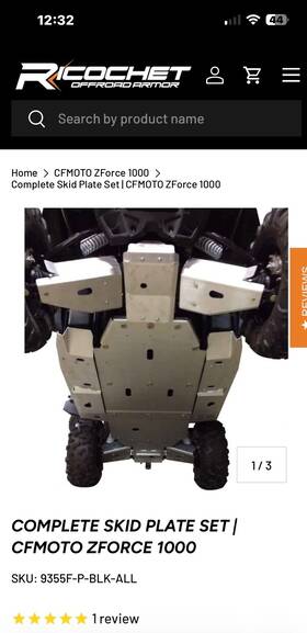 Ricochet 9355f-p-blk-all Z Force 1000 Skid Plate Set