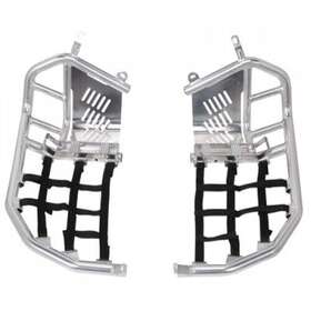 19-2280 Tusk Foot Peg Nerf Bars With Heel Guards Silver Black Webbing