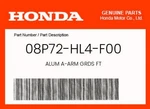 Honda Genuine Alum A-arm Grds Ft 08P72-HL4-F00. Fixed Price $253.46.
