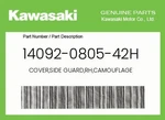 Kawasaki Genuine Cover,side Guard,rh,camouflage 14092-0805-42H. Fixed Price $136.62.