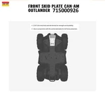 Can-am Oem Outlander G2 Front Skid Plate Underside Protector 715000926. Fixed Price $44.99.