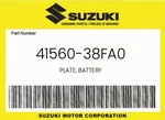 Suzuki Genuine Plate, Battery 41560-38FA0. Fixed Price $11.94.