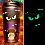 2002 Starbucks Cat Eyes Tumbler Glow In The Dark Very Rare Halloween Short 8 Oz. Fixed Price $194.99.